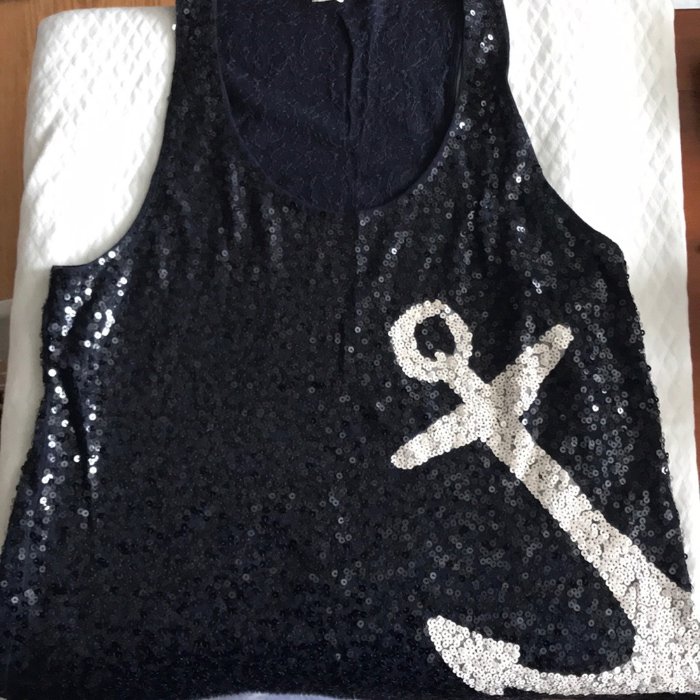 J. Crew XL Anchor Glitter Tank - New with Tags